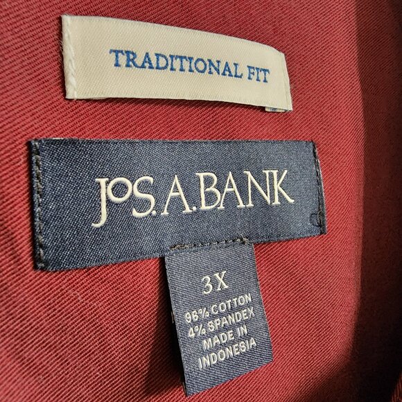 3XL Red Shirt Maroon Burgundy Jos A Bank New Oxford Button Down Traditional Fit - Picture 3 of 16